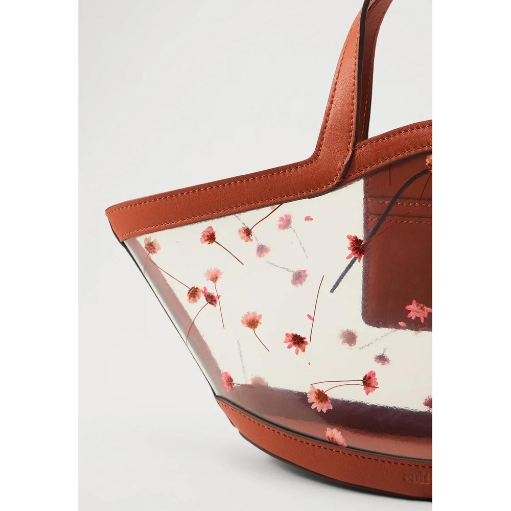 Cult Gaia Mini Yara Tote Bag‎ | Leather Trim, Transparent w/ Pressed Flowers - Picture 4 of 11